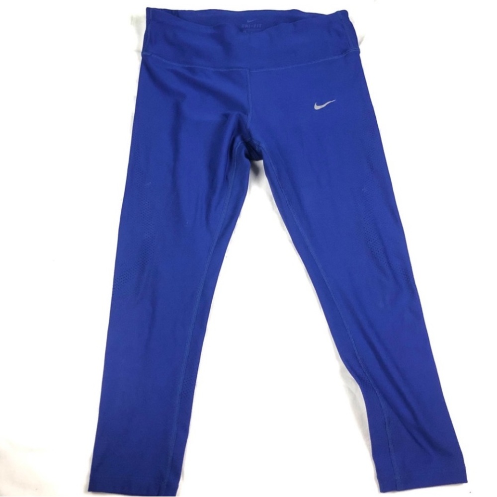 Nike royal blue cropped leggings drawstring waist activewear size m
